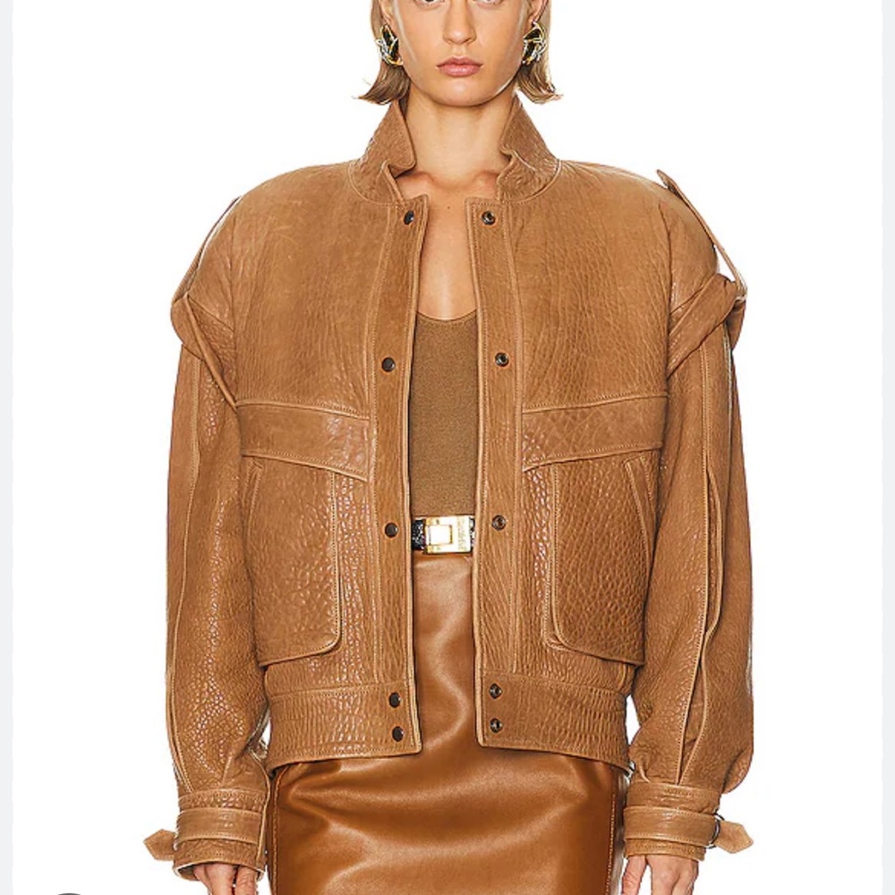 ISO IN SEARCH OF YSL Saint Laurent pebbled leather jacket in Vigogne color